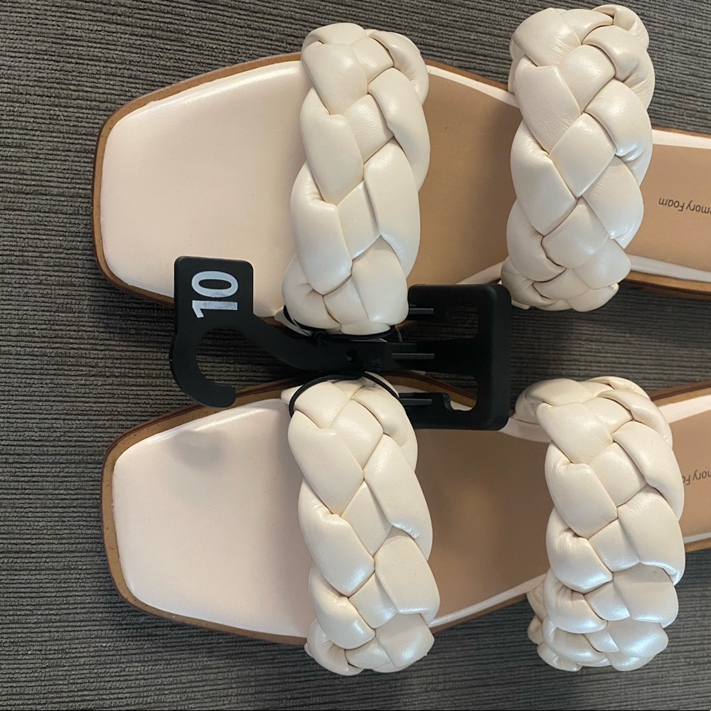Time and Tru  white/cream memory foam braided sandals
